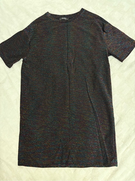 Zara Dresses & Skirts - Zara Short Sleeve Knit Dress in Iridescent Black with Multicolor Sheen